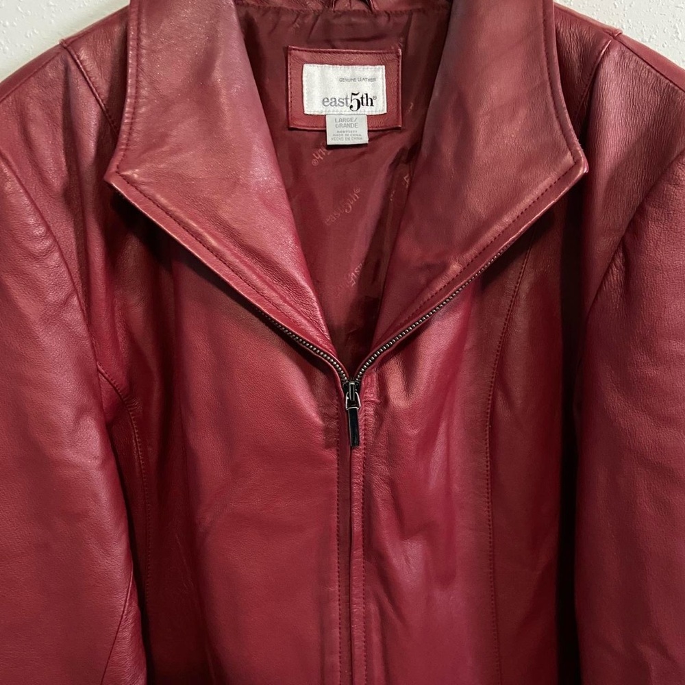 Red Genuine Leather Jacket - Picture 5 of 8
